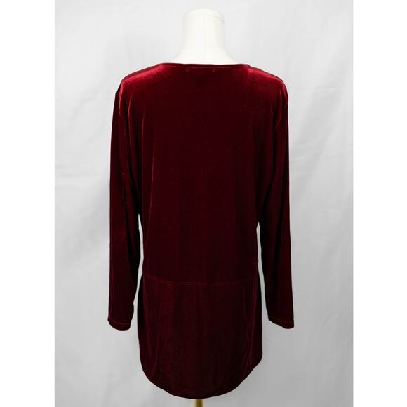 Lauren Ralph Lauren Size L Blouse Long Sleeves Velvet Burgundy - Picture 2 of 7